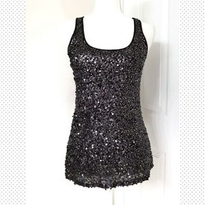 EXPRESS Black sequin tank top XS